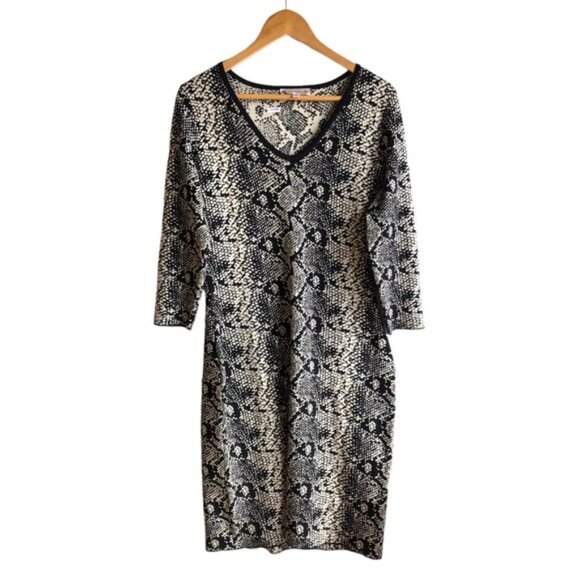 Nanette Lepore Sweater Dress Medium Snake Animal Print Neutral - Picture 3 of 14